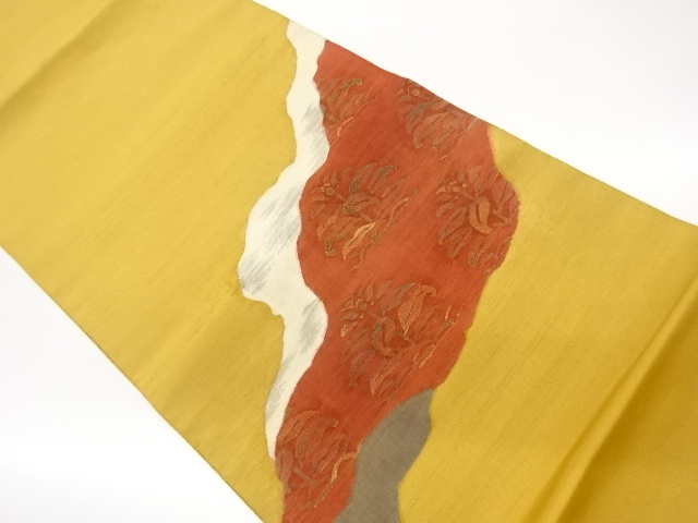 JAPANESE KIMONO / FUKURO OBI / A CHICKEN-HEAD PATTERN WOVEN THE MICHIN